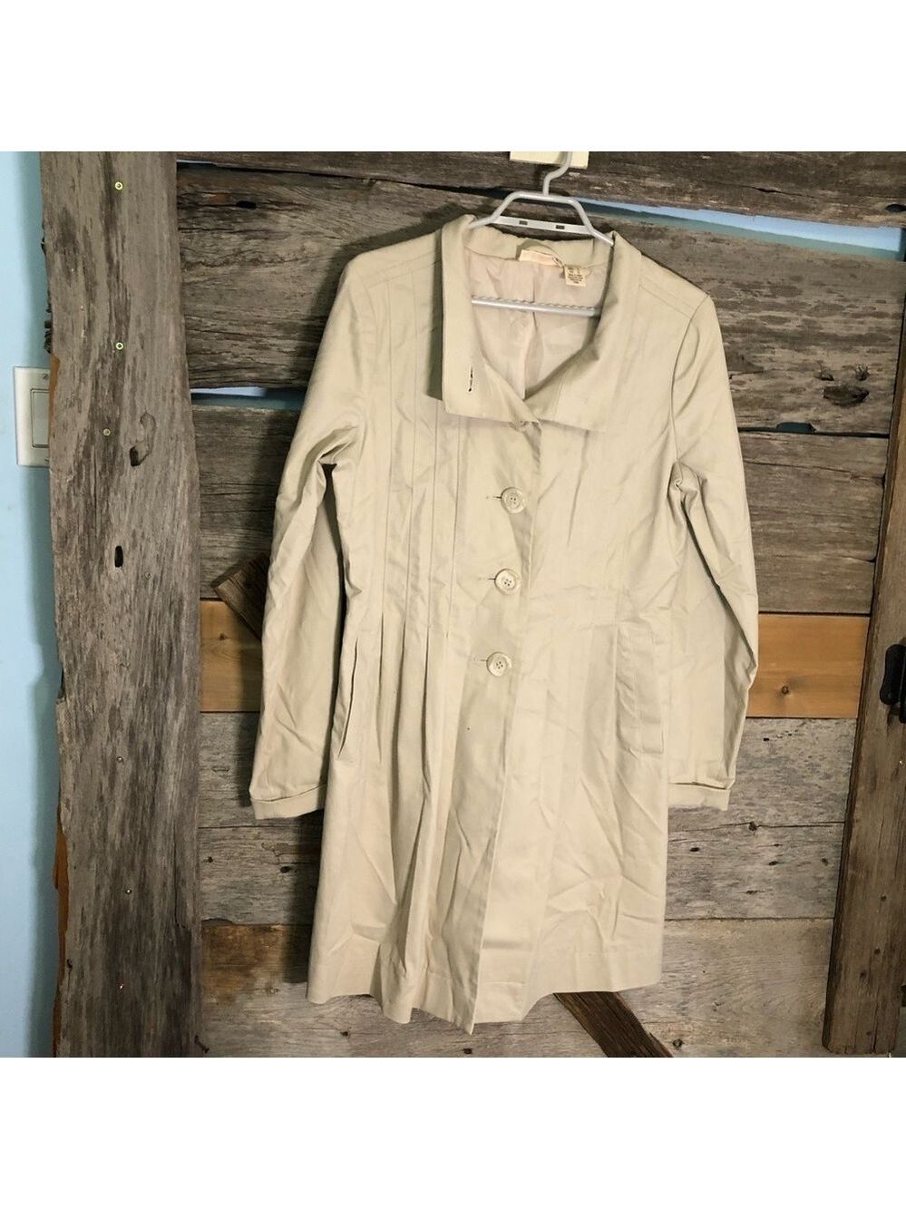 DKNY Jeans Size Large Tan Spring Jacket Trench Coat